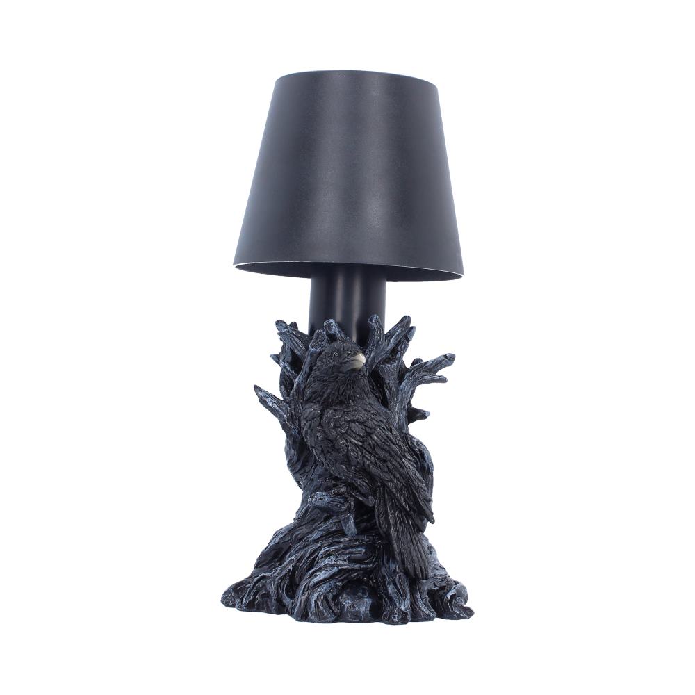 Nemesis Now Nevermore Lamp, 25cm tall, featuring a dark, gothic design with intricate detailing and a glowing light effect.